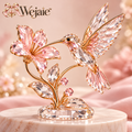 Wejaie™ Crystal Hummingbird & Blossom Figurine – Rose-Gold-Tone Decorative Keepsake