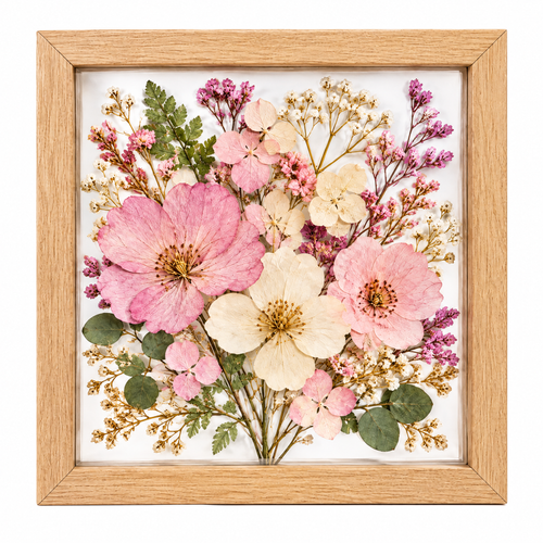 Wejaie™ Pressed Botanical Shadow Box – Natural Wood Floral Display Frame