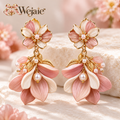 Wejaie™ Blush Botanical Statement Earrings – Handcrafted Floral Drop Pair