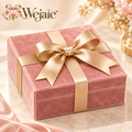 Wejaie™ Blush Velvet Keepsake Gift Box – Champagne Ribbon Presentation Box