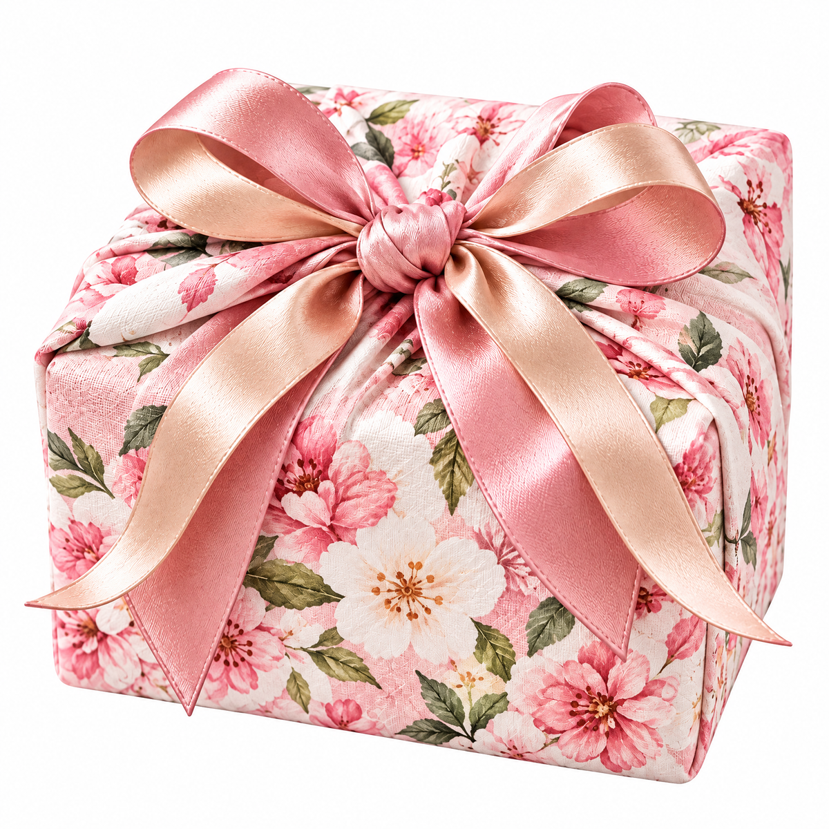 Wejaie™ Reusable Floral Fabric Gift Wrap – Blush Furoshiki-Style Wrapping Cloth